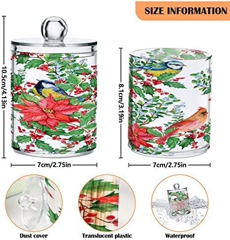 ALAZA 4 Paket Qtip Tutucu Dağıtıcı Poinsettias Kuşlar Banyo Organizatör Kutuları Pamuk Topları / Bezlerden / Pedleri