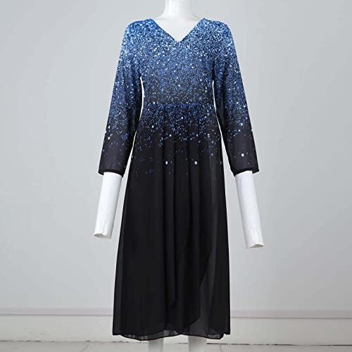 NOKMOPO Kadın Kazak Elbise Moda V Yaka gece elbisesi Şifon Düzensiz Elbise Parti Maxi Elbise
