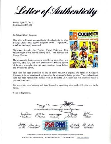 Joe Frazier ve Floyd Patterson PSA / DNA S01608 dahil olmak üzere Toplam 7 İmzalı Boxing Greats İmzalı Boxing Illustrated
