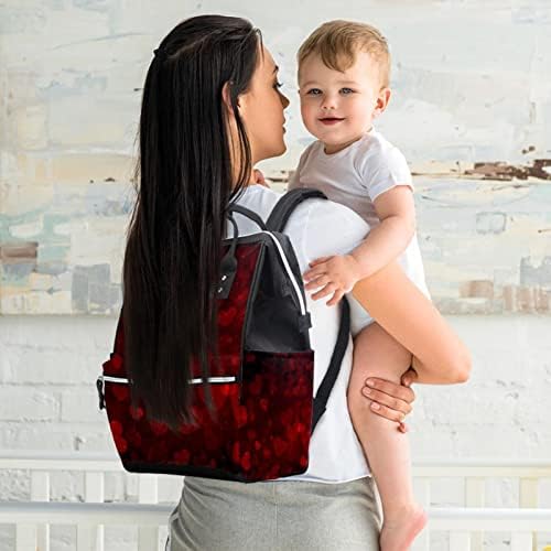 Kırmızı Siyah Aşk Kalp bebek bezi çantası Sırt Çantası Bebek Bezi Değiştirme Çantaları Çok Fonksiyonlu Büyük Kapasiteli