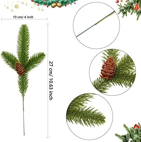 40 Paket 11 İnç Noel suni çam iğneleri Dalları çam kozalakları Sahte Yeşillik Çam Alır Bitki Çam Noel DIY Çelenk