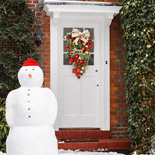 Noel Gözyaşı Çelenk için Ön Kapı, Yapay Gözyaşı Kapı Yağma, Kış Çelenk Noel Asılı Süslemeleri ile Top Süsler, Çam