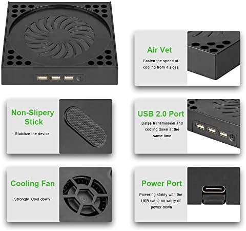 Mvııoe Fan Soğutma Sistemi X Serisi ile Uyumlu 2 Turbo Fanlı Stand, 3 Seviye Ayarlanabilir Hız, 3 USB 2.0 Bağlantı