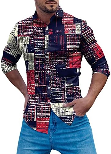 Atletik Giyim Seti Erkek Moda Rahat Çizgili Renk Blok Ekleme Yaka Düğmesi Manşetleri Uzun Kollu Gömlek