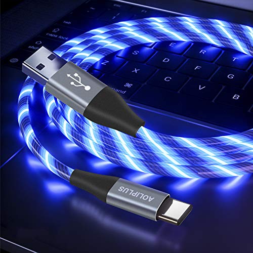 OuTrade USB C Tipi Kablo, 3A LED ışık Hızlı Şarj Kablosu Samsung Galaxy S20/S10/S9/S8, LG V40/V30, USB-C'den USB-A'ya