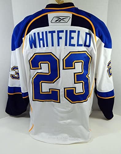 2008-09 St. Louis Blues Trent Whitfield 23 Oyunu Yayınlanan Beyaz Forma DP12263 - Oyun Kullanılmış NHL Formaları