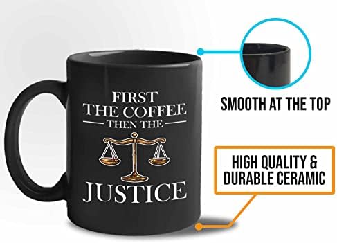 Kabarcık Hugs Avukat Kahve Kupa 11 Oz Siyah-Önce kahve sonra adalet-Mezuniyet Mahkemesi Hukuk Bürosu Yargıç Dava