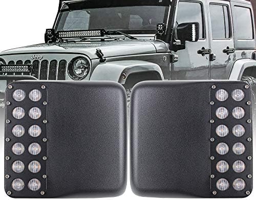 KUQIQI Lens LED Yan Ayna beyaz folyo ışıkları ve Amber Dönüş sinyal ışıkları Jeep Wrangler JL 2018-2019 için (Sel)