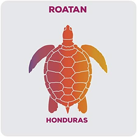 Roatan Honduras Hatıra Akrilik Coaster 4'lü Kaplumbağa Tasarımı