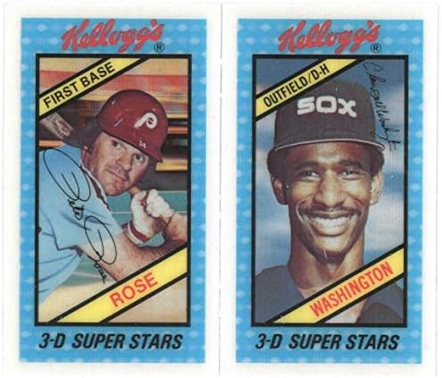 1980'ler Kellogg'un NM / M'si Pete Rose ve Washington Kırılmamış Delikler-Beyzbol Oyuncusu Setleri