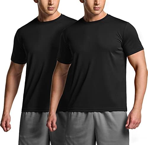 TSLA 1 veya 2 Paket erkek Egzersiz koşu tişörtü, Kuru Fit Nem Esneklik T-Shirt, Spor Salonu Atletik Kısa Kollu Gömlek