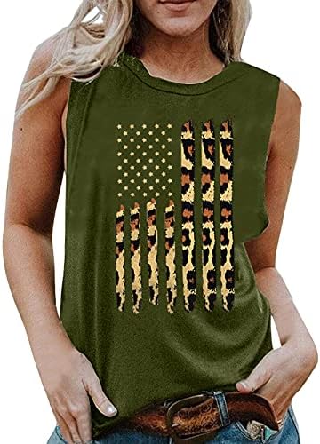 4th Temmuz Tankı Üstleri Kadın Kolsuz U Boyun Tshirt Amerikan Bayrağı Yıldız Çizgili Vatansever Atletik Tunik Tişörtleri
