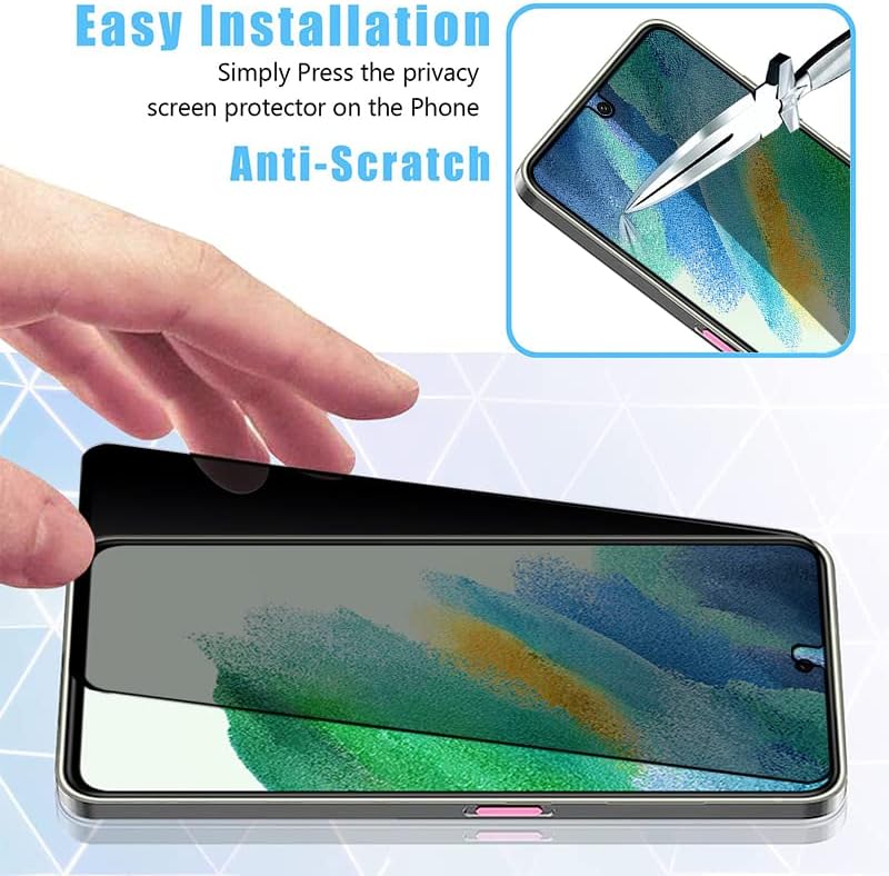 Vatkyc 2 Paket Samsung Galaxy S21 FE 5G Gizlilik Ekran Koruyucu, Anti Casus Temperli Cam Filmi, 9H Temperli Cam [Parlama