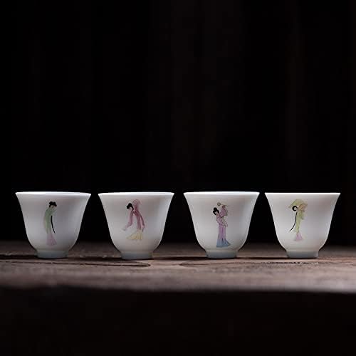 DODOUNA 4 Adet Yaratıcı Seramik Basit El Boyalı Bayanlar Kelebek Küçük Çay Fincanı Yeşim Porselen Ofis Fu Master