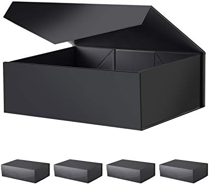 BLK & WH 5 Hediye Kutusu 13.5x9x4. 1 inç, Kapaklı Büyük Hediye Kutuları, Siyah Hediye Kutuları, Sağdıç Kutuları,
