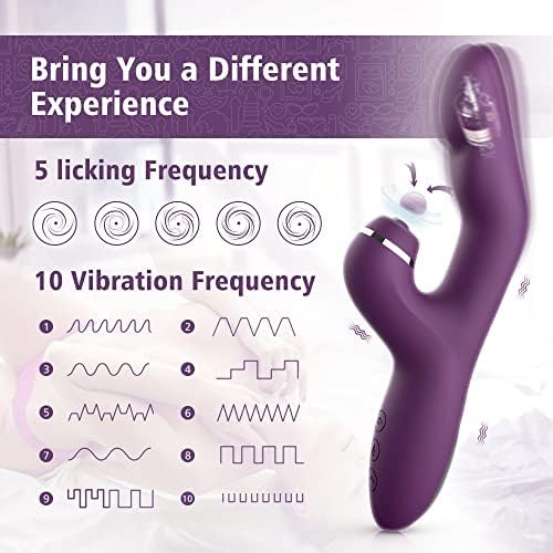 Tavşan G-Spot Klitoral Yalama Yapay Penis Vibratör-Kadınlar için Seks Oyuncak Stimülatörü ile 5 Dil Yalamak ve 10