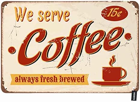 HÜSNİYE Taze Demlenmiş kahve Teneke İşareti Vintage Tarzı Yazı ile Biz Hizmet Kahve Vintage Metal Teneke İşaretleri