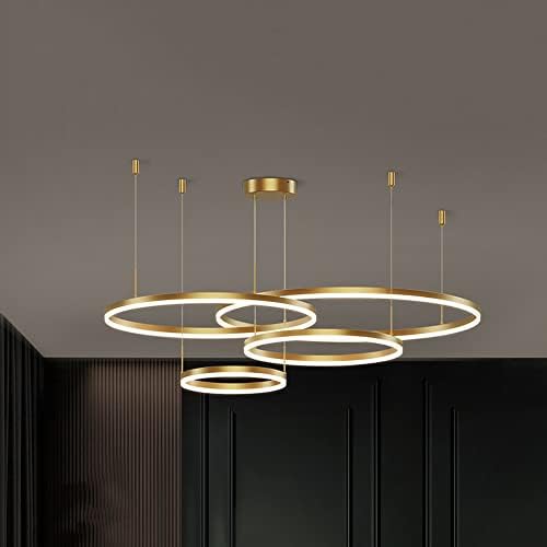 LightInTheBox altın yüzük avize, LED daire geometrik kolye ışık altın tavan ışık oturma odası yemek odası yatak odası