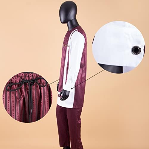 Afrika Erkekler için Dashiki Gömlek ve Pantolon Suits 2 Parça Set Uzun Kollu Artı Boyutu Eşofman Kıyafetler