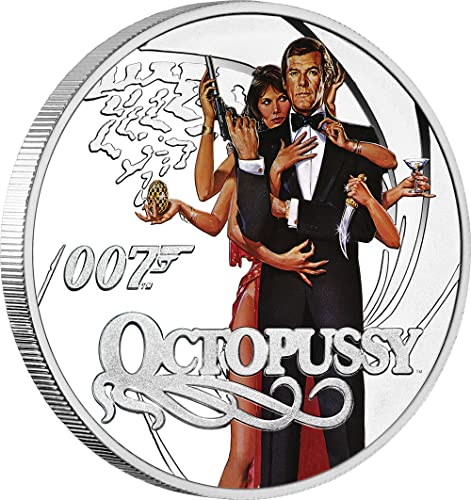2022 DE James Bond 007 PowerCoin Octopussy 007 Ajan Gümüş Sikke 50 Sent Tuvalu 2022 Kanıtı
