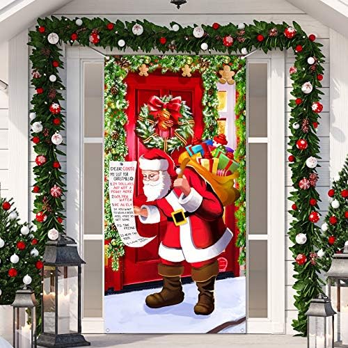 Noel Kapı Kapak Dekorasyon, Noel Kapı Asılı Afiş Komik Noel Arka Plan Noel Baba Zemin Noel Partisi Süslemeleri fotoğraf