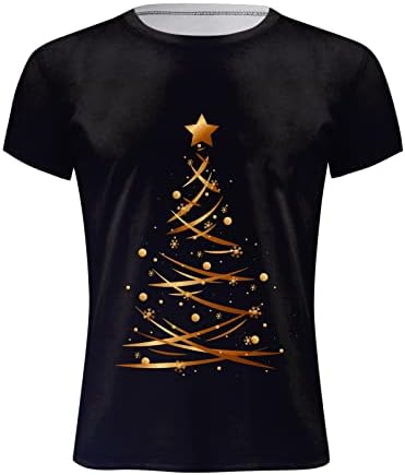XXBR Noel erkek T-Shirt Asker Kısa Kollu Üstleri 3D Noel Kar Tanesi Ağacı Baskı Parti Grafik Slim Fit Kas Tees
