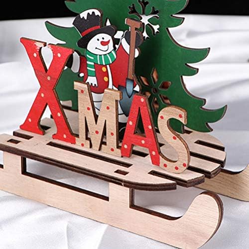 NUOBESTY Ahşap Masa Üstü Noel Dekorasyon Santa Kardan Adam Geyik Ağacı Dekoratif Noel Işaretleri Tatil Centerpiece
