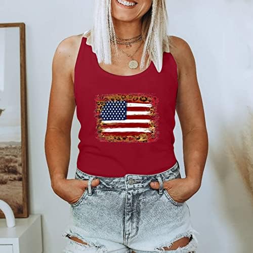 Kadın ABD Tank Top Amerikan Bayrağı Baskılı Tank Top Kadınlar için Kolsuz Vatansever Tankları Gömlek Bağımsızlık