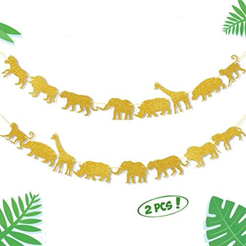 ABOOFAN) afiş Doğum Günü Partisi Afiş Orman Hayvan Kiraz Kuşu Bayrağı Fil Aslan Hippo Zürafa Asılı Çelenk Çocuklar
