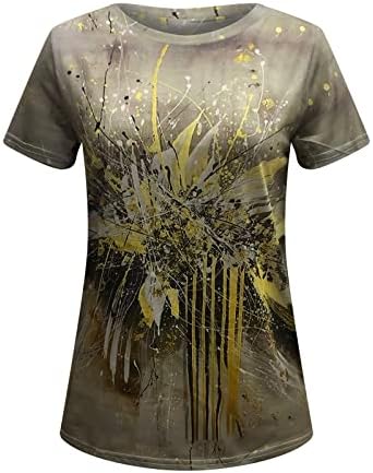 Bayan Yaz T Shirt Şık Rahat 2023 Yaz Moda Kısa Kollu Ekip Boyun T Shirt Moda Sevimli Tees Tshirt