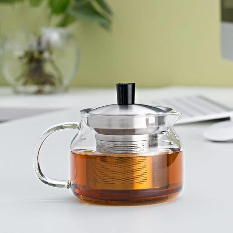 HGGDKDG cam çaydanlık kapaklı ve Paslanmaz Süzgeç Sıcak veya Buzlu Su Sürahi Meyve çiçek çayı Su Şişesi (Renk: Turuncu,