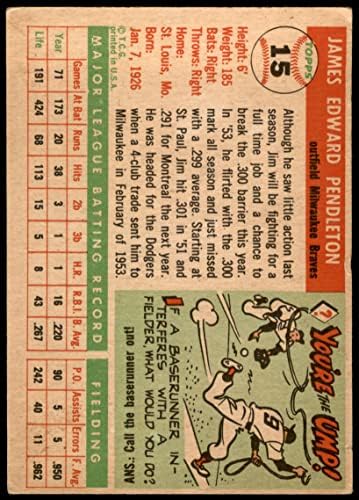 1955 Topps 15 Jim Pendleton Milwaukee Braves (Beyzbol Kartı) İYİ Braves