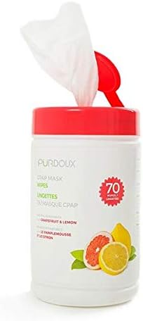 Greyfurt Limon Kokulu PURDOUX %100 Pamuklu CPAP Maske Islak Mendil, 70 Mendil