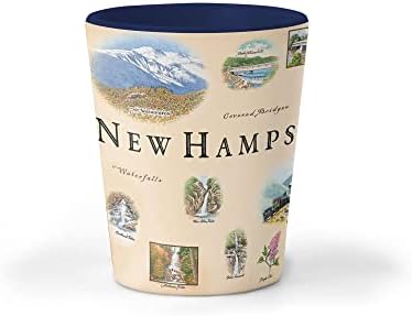 Xplorer Haritalar New Hampshire Eyalet Haritası Seramik Shot Cam, BPA İçermez-Ofis, Ev, Hediye, Parti İçin Dayanıklı