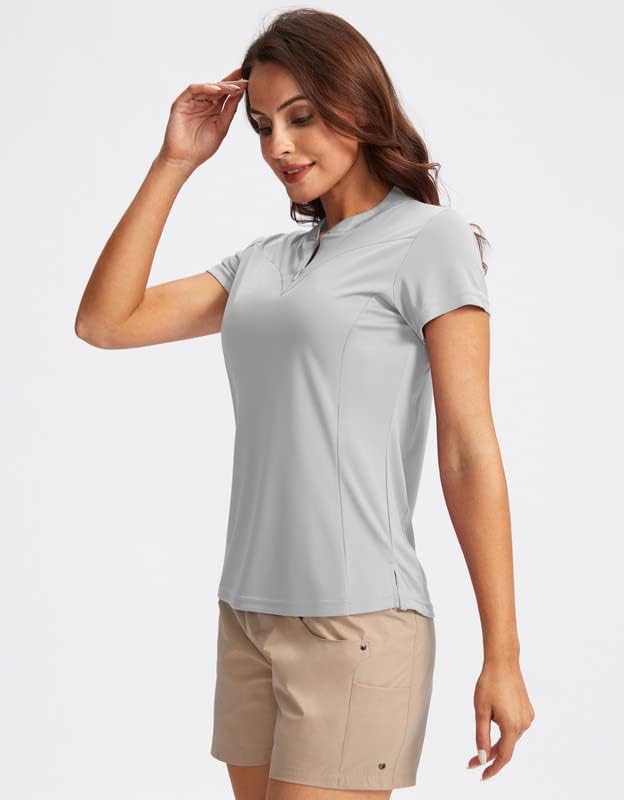 SANTİNY kadın Golf Gömlek Zip Up Dri-fit Kısa Kollu polo gömlekler UPF50+ Tenis Golf Kadınlar için Rahat Çalışma