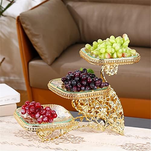 Üçlü meyve kasesi,yaratıcı meyve tabağı meyve tabağı ışık oturma odası ev kurutulmuş meyve tabağı çok katmanlı cam