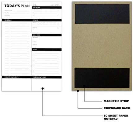 Ev Avantajı Günlük Planlayıcısı Kağıt Not Defteri 50 Yırtılabilir Levhalar ve Manyetik Şerit (Siyah, 6x9)